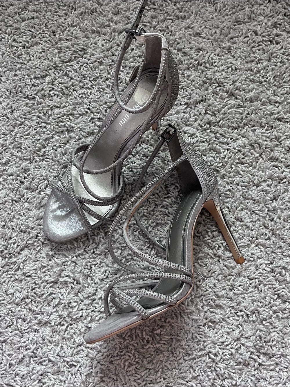 Gianni Bini silver strap heels